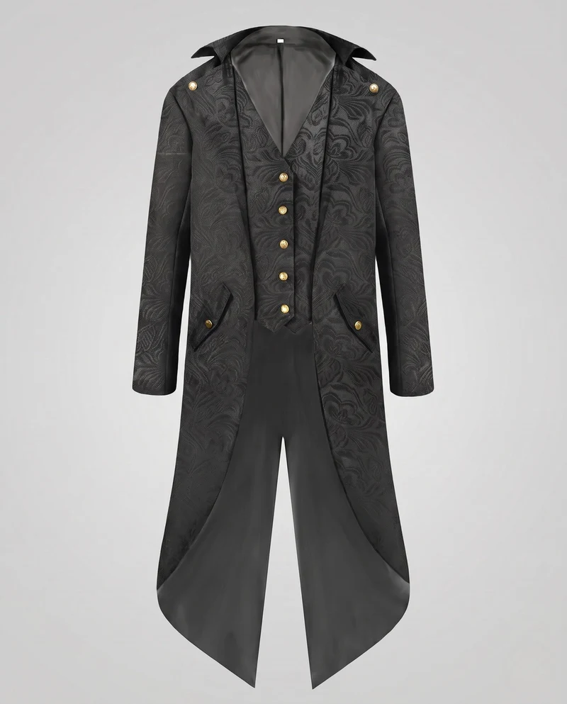 Damen historische Frack mit zartem floralen Muster und eleganten Knöpfen Nord Taschen