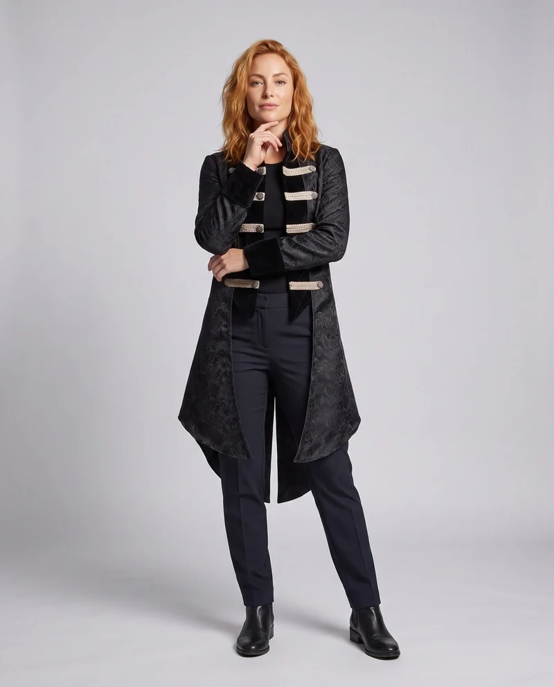 Damen historische Militärjacke mit aufwendigen Verzierungen Nord Taschen