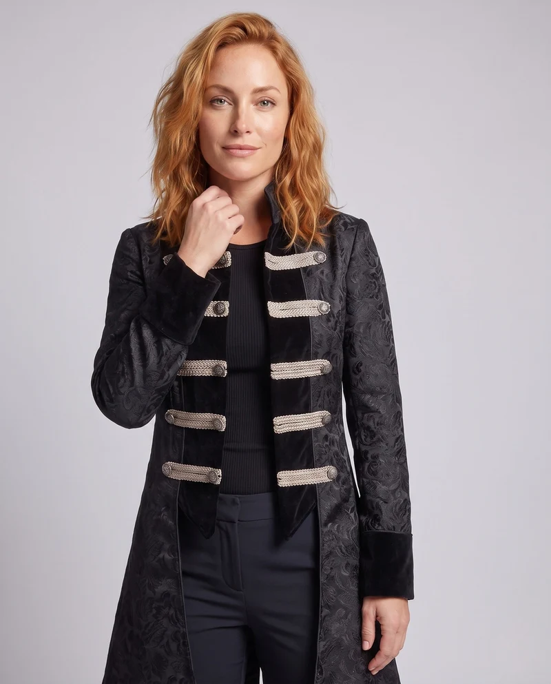 Damen historische Militärjacke mit aufwendigen Verzierungen Nord Taschen