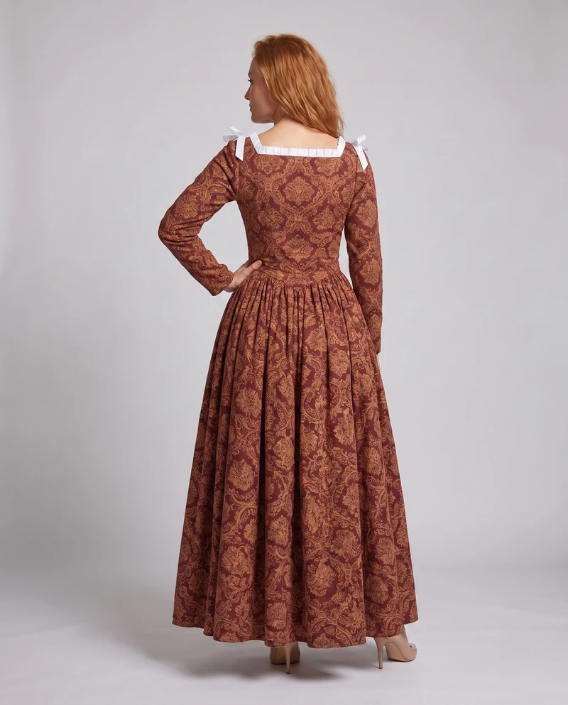 Damen historische Ballkleid mit fließendem Rock und eleganten Spitzenärmeln Nord Taschen
