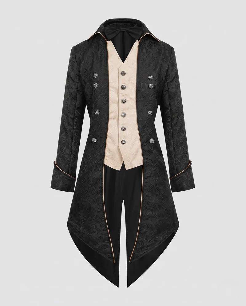 Damen historische Frackkleid mit eleganten Verzierungen und passendem Fliegenband Nord Taschen