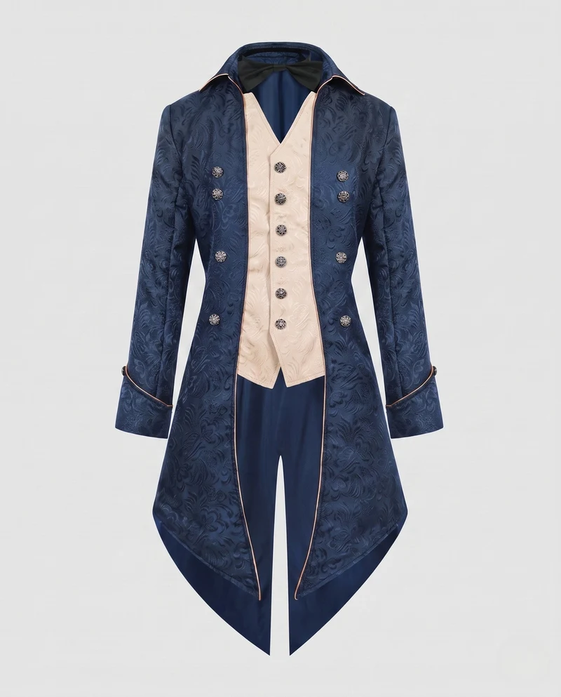 Damen historische Frackkleid mit eleganten Verzierungen und passendem Fliegenband Nord Taschen