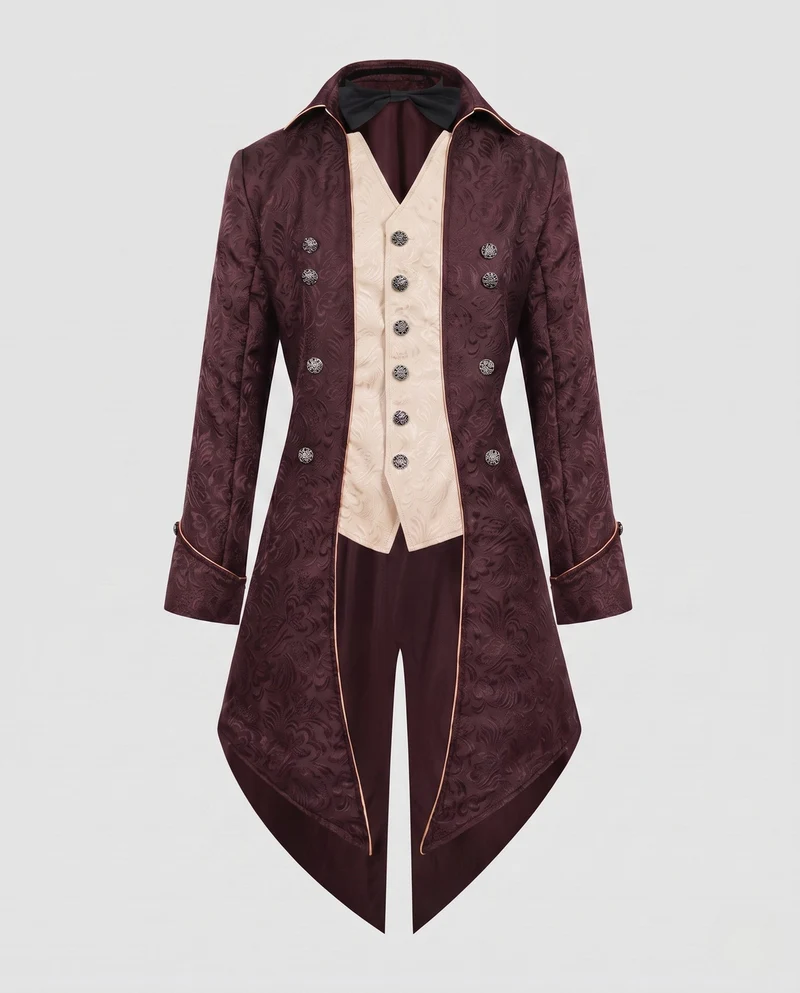 Damen historische Frackkleid mit eleganten Verzierungen und passendem Fliegenband Nord Taschen