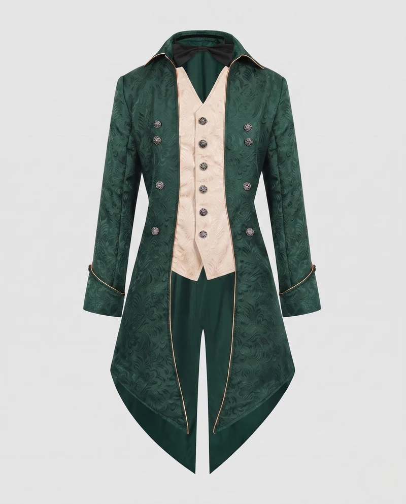 Damen historische Frackkleid mit eleganten Verzierungen und passendem Fliegenband Nord Taschen