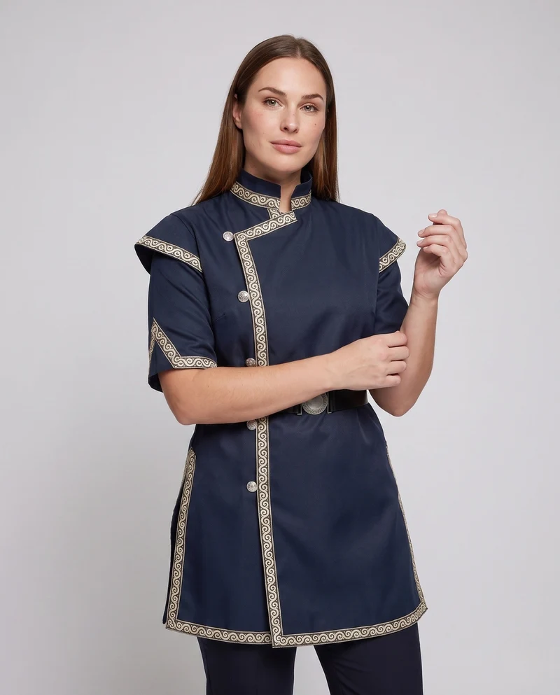 Damen historisches Kostümkleid mit aufwendigen Verzierungen und Gürtel Nord Taschen