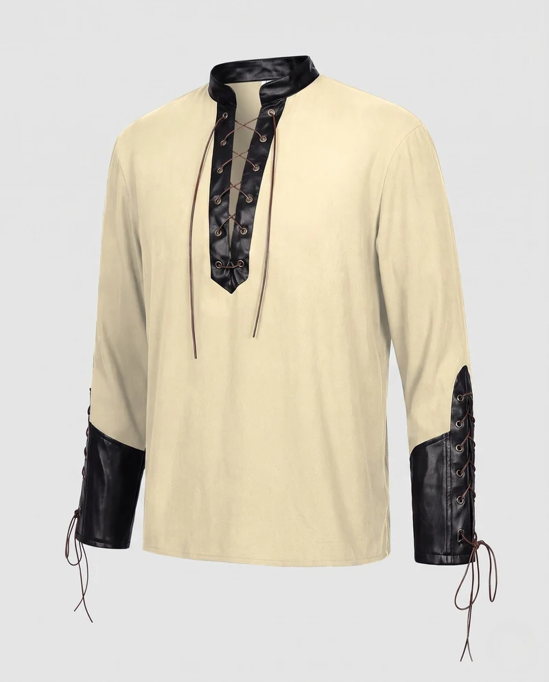Frauenhistorisches Shirt mit dekorativen Schnürdetails und künstlerischen Ärmeln Nord Taschen
