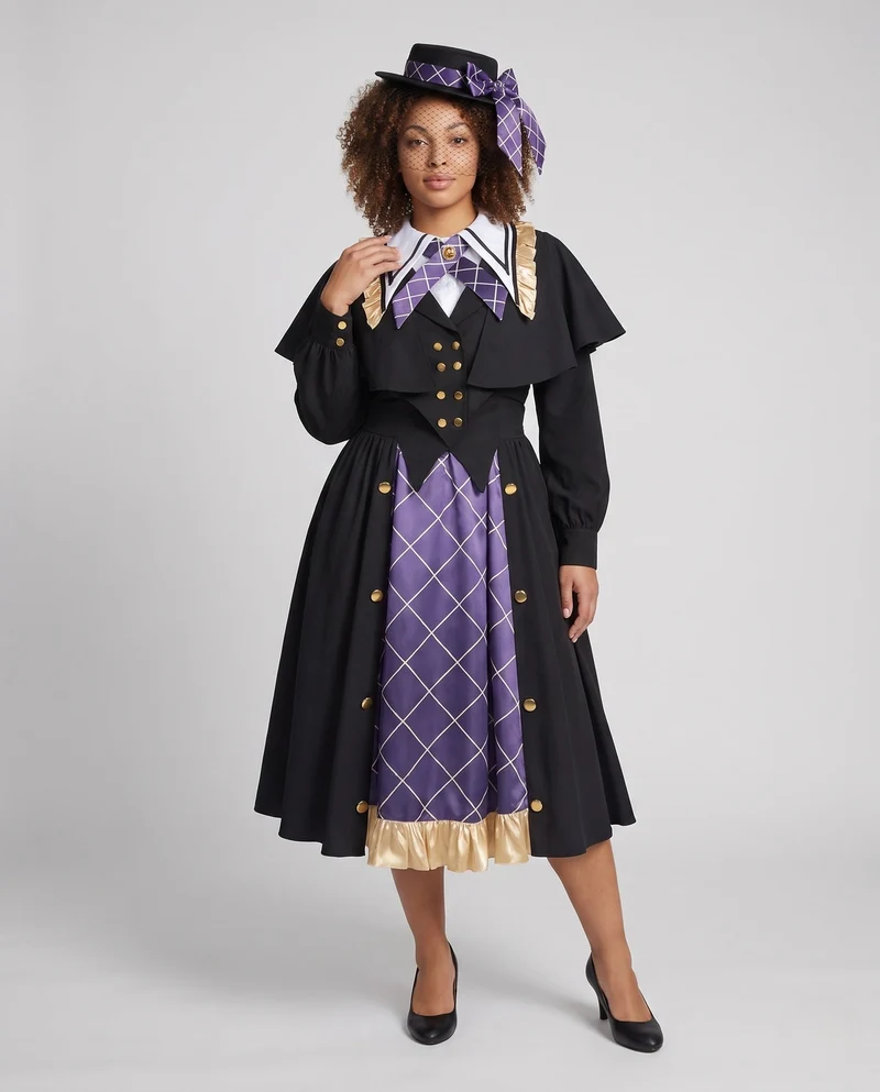 Damenkostümkleid mit historisch inspirierten Elementen und eleganten Accessoires Nord Taschen