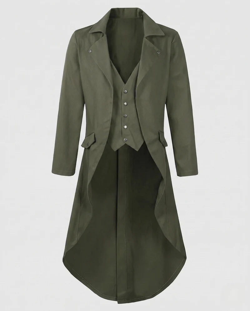 Damen Langmantel mit asymmetrischem Schnitt und aufwändigen Knopfdetails Nord Taschen