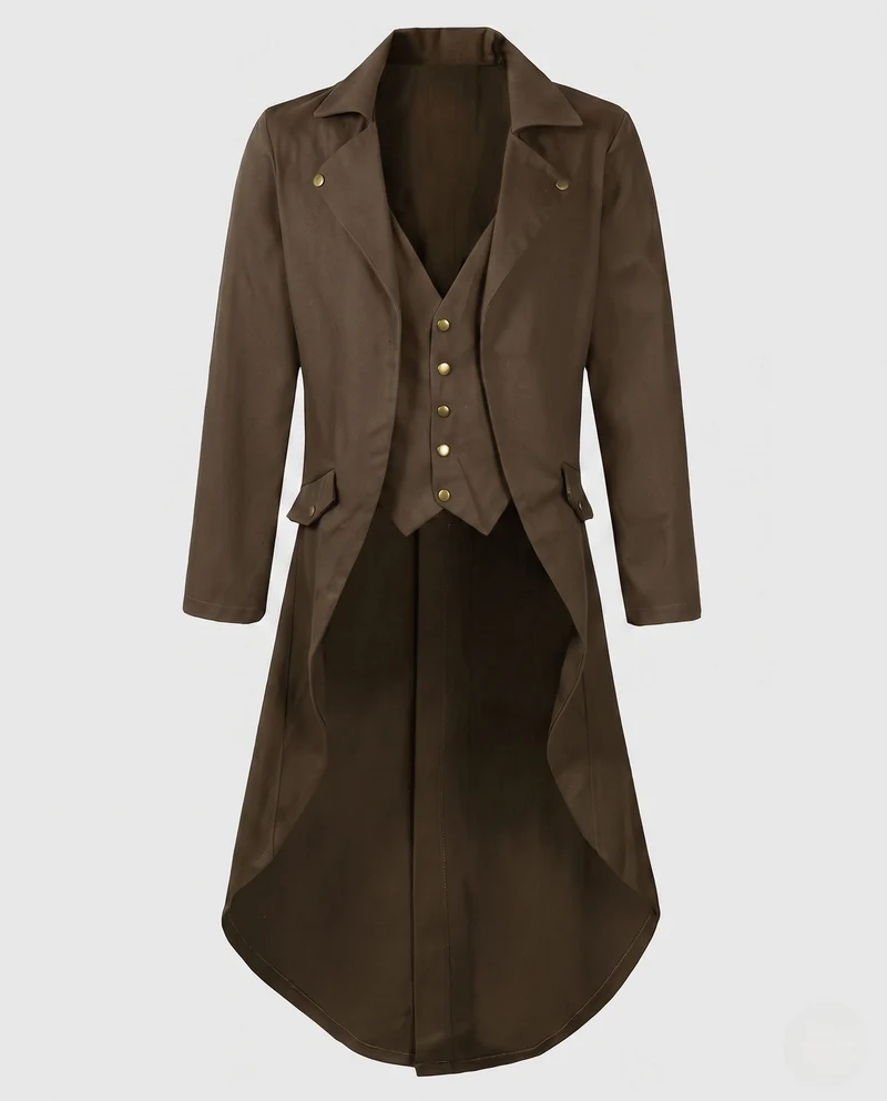 Damen Langmantel mit asymmetrischem Schnitt und aufwändigen Knopfdetails Nord Taschen