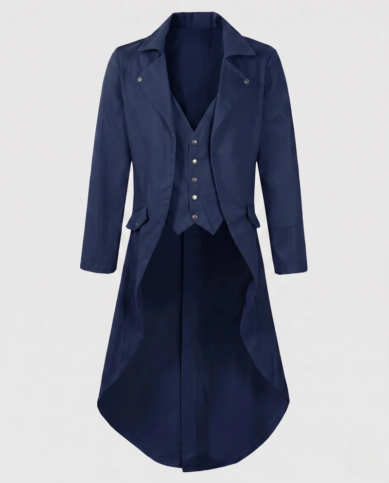 Damen Langmantel mit asymmetrischem Schnitt und aufwändigen Knopfdetails Nord Taschen