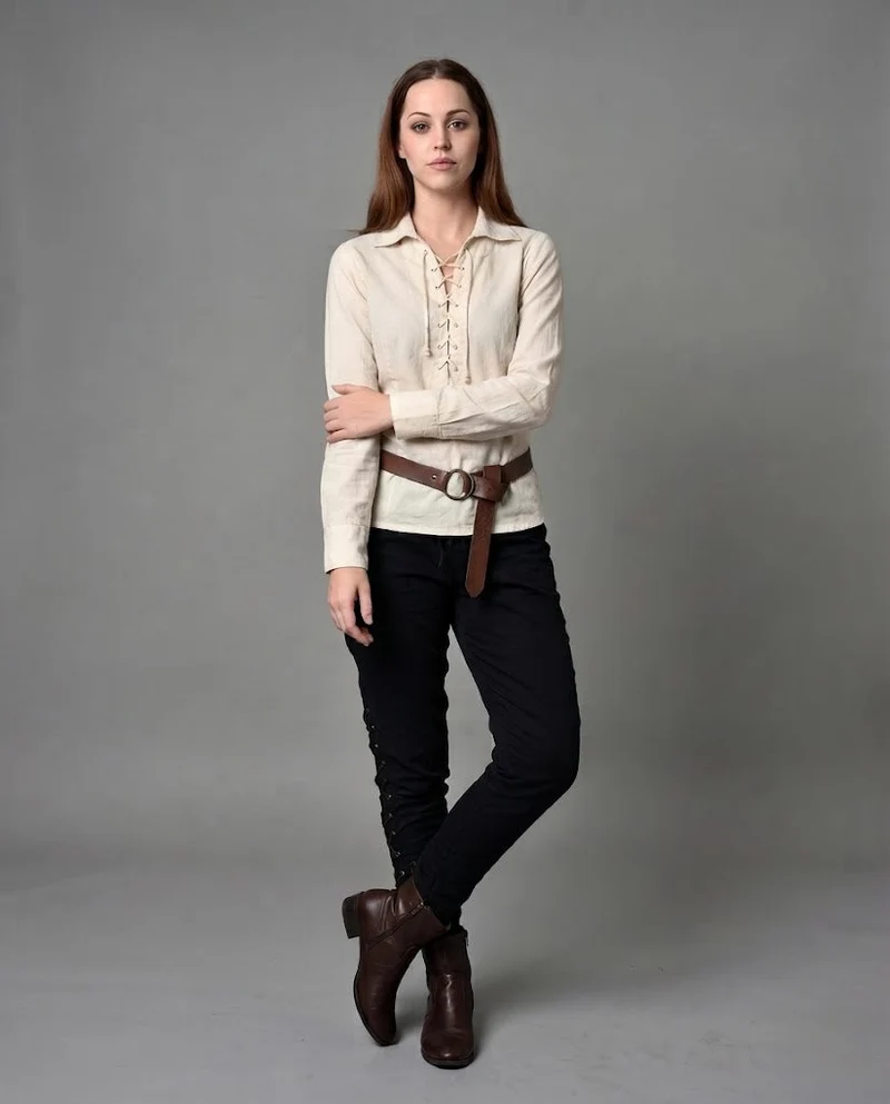 Damen Freizeit Langarmshirt mit Kordelzug Nord Taschen