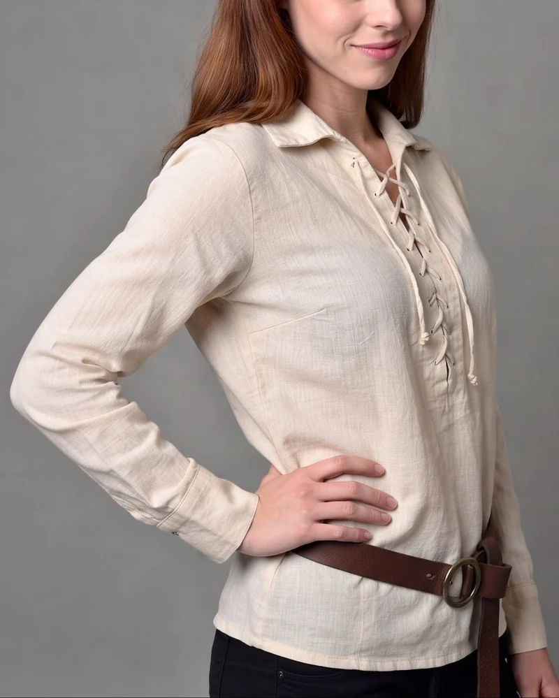 Damen Freizeit Langarmshirt mit Kordelzug Nord Taschen