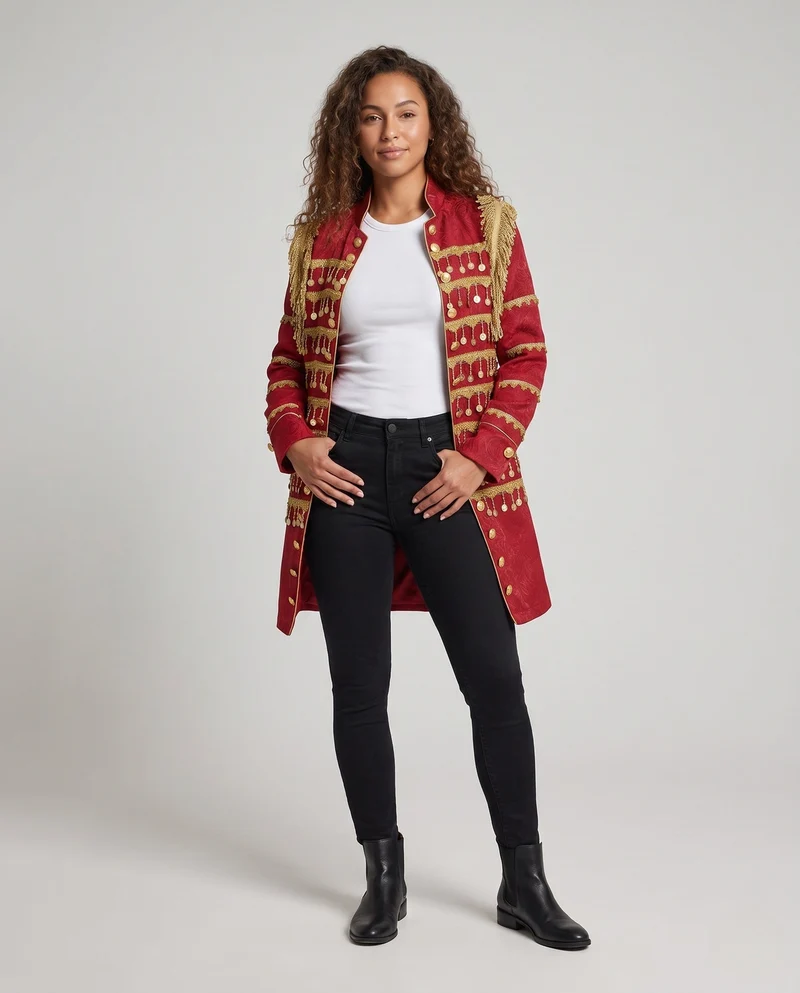 Damen Militärisch Inspirierter Langer Blazer Nord Taschen