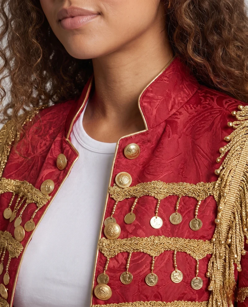 Damen Militärisch Inspirierter Langer Blazer Nord Taschen
