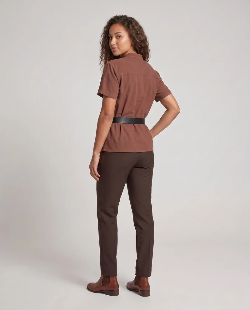 Damen Mittelalterliche Tunika Hemd mit Schnürung und Ledergürtel Nord Taschen