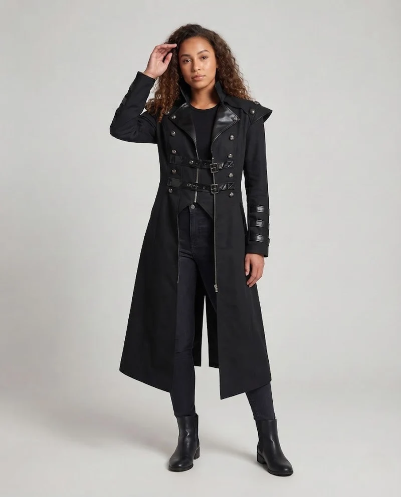 Damen Off-Shoulder Mantel mit voluminösen Ärmeln und dekorativen Akzenten Nord Taschen