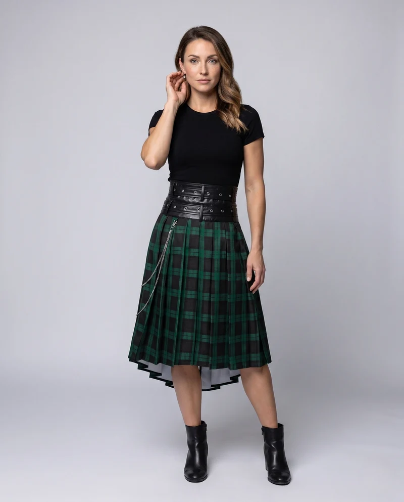 Damen Faltenrock mit asymmetrischem Schnitt und dekorativen Details Nord Taschen