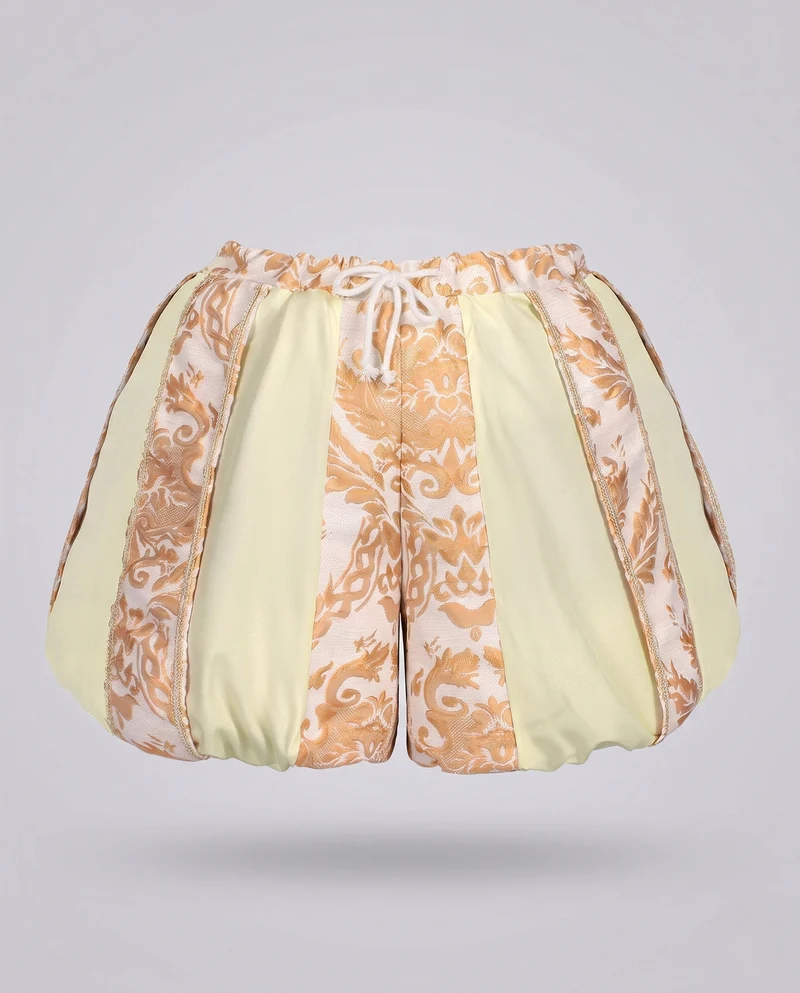 Damen Pompöse Shorts mit elegantem Muster und elastischem Bund Nord Taschen