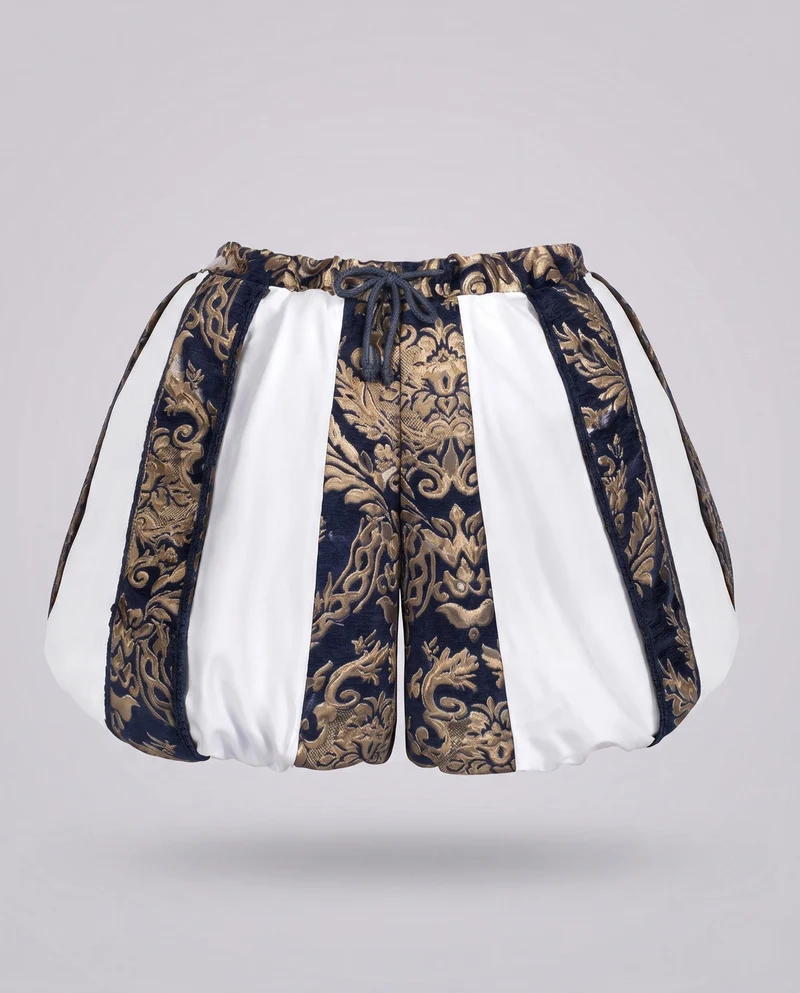 Damen Pompöse Shorts mit elegantem Muster und elastischem Bund Nord Taschen