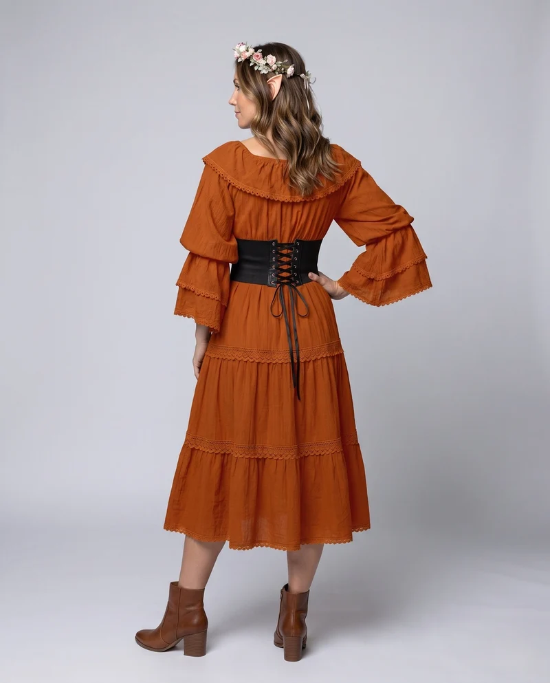 Romantisches Maxikleid für Frauen mit Rüschendetails Nord Taschen