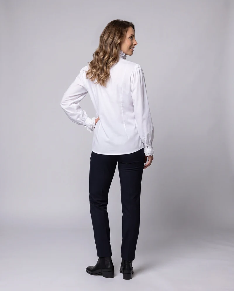 Damen Rüschbluse mit elegantem Kragen und dekorativen Knöpfen Nord Taschen