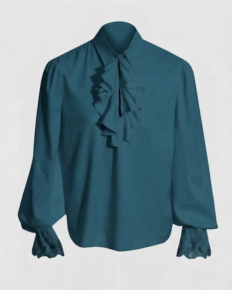 Damen Rüschbluse mit elegantem Kragenbereich Nord Taschen