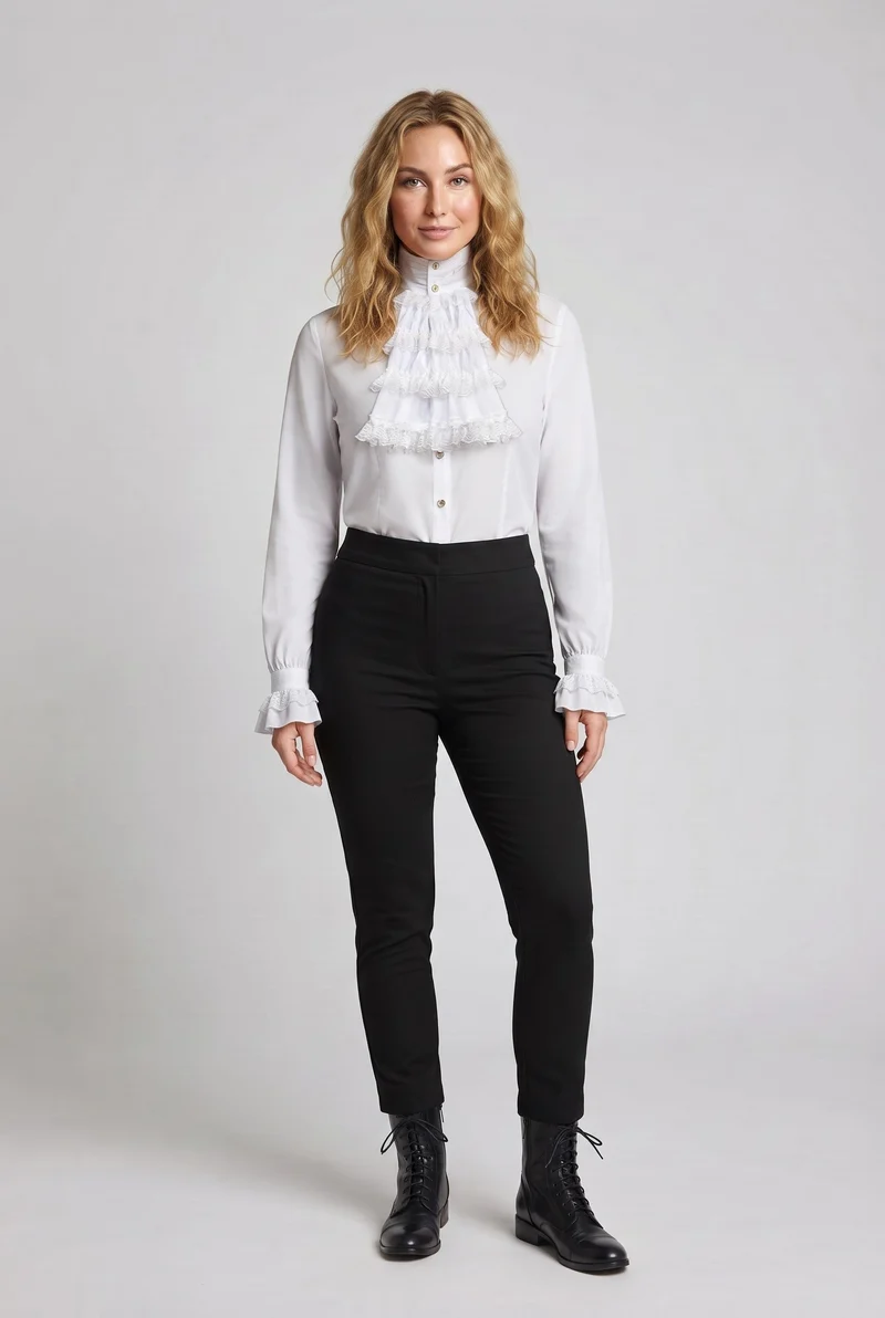 Damen Rüschenshirt mit elegantem Kragen Nord Taschen