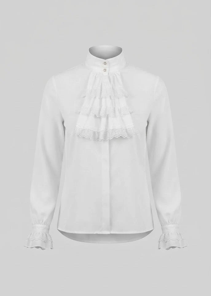 Damen Rüschenshirt mit elegantem Kragen Nord Taschen