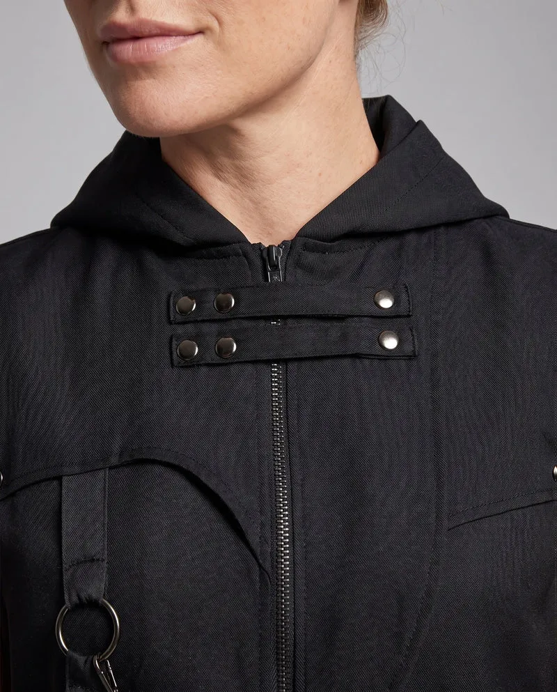 Damen stilvolle Kapuze Umhang mit asymmetrischem Saum und dekorativen Details Nord Taschen
