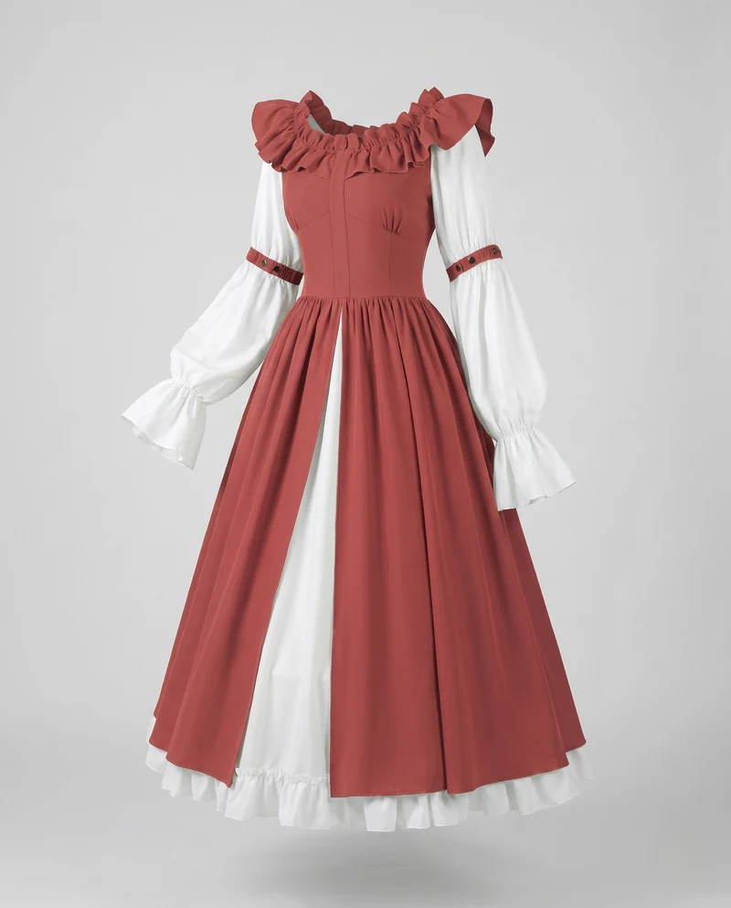 Frauen Vintage Maxi Kleid Nord Taschen