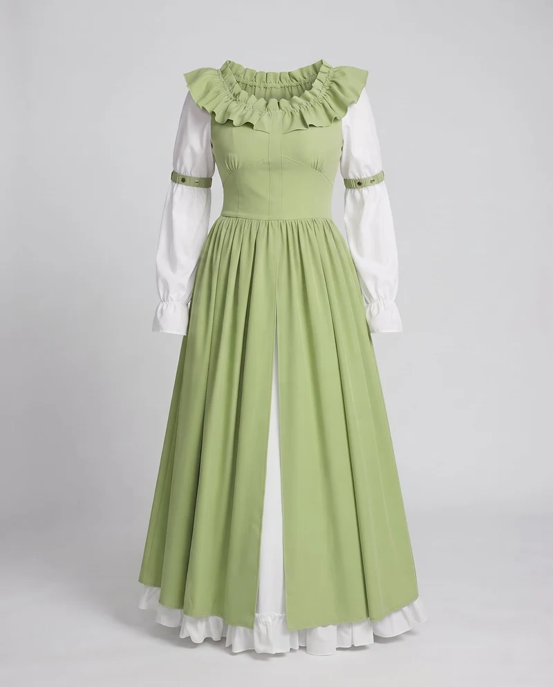 Frauen Vintage Maxi Kleid Nord Taschen