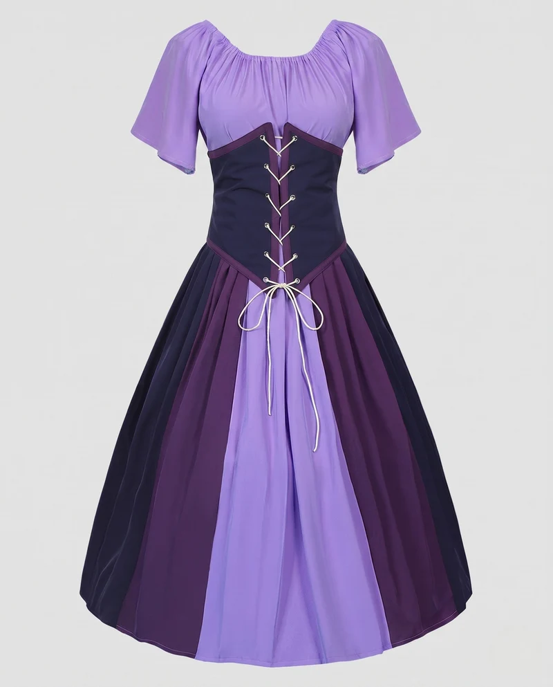 Damen Wickelkleid mit kompliziertem Schnürdesign und fließendem Rock Nord Taschen