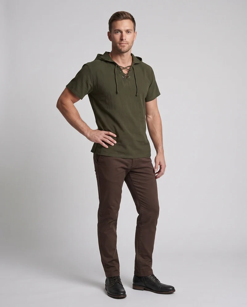 Herren Freizeitshirt mit Kapuze und Schnürung Nord Taschen