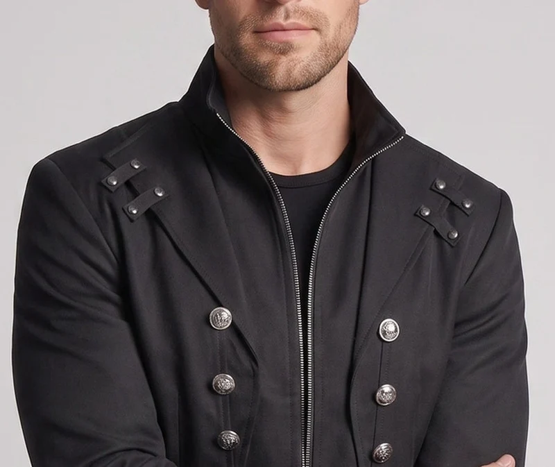Herren stilvoller Frack mit asymmetrischem Saum und dekorativen Knopfdetails Nord Taschen