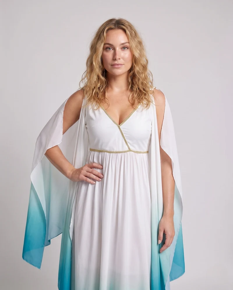 Frauen Boho Maxikleid mit schimmerndem Chiffon und fließenden Ärmeln Nord Taschen