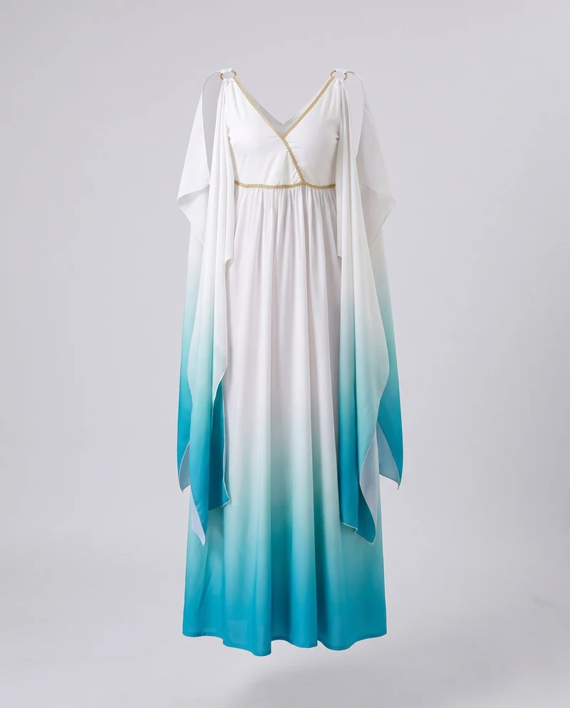 Frauen Boho Maxikleid mit schimmerndem Chiffon und fließenden Ärmeln Nord Taschen