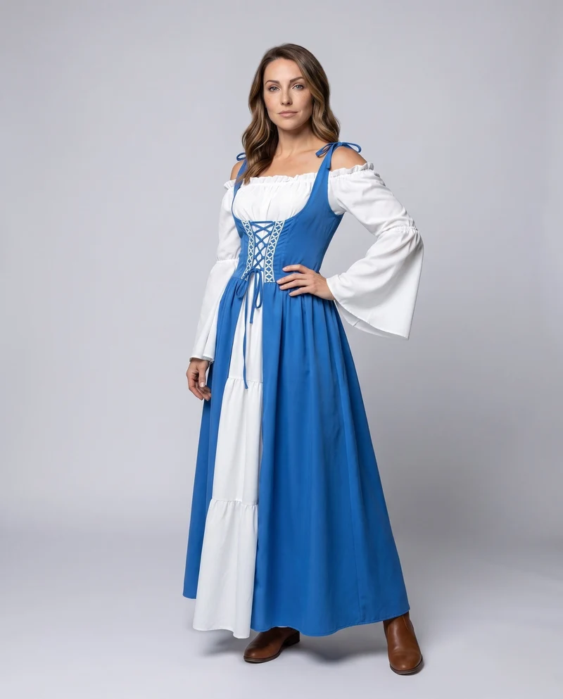 Damen Elegantes Langkleid mit Verspielt Schnitt Nord Taschen