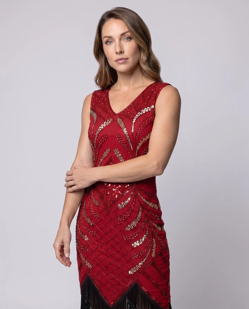 Frauen Elegante Fransen Cocktailkleid Nord Taschen