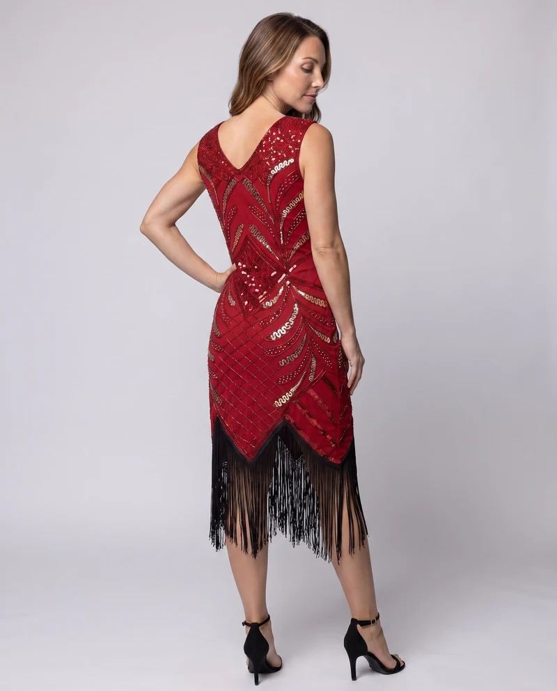 Frauen Elegante Fransen Cocktailkleid Nord Taschen