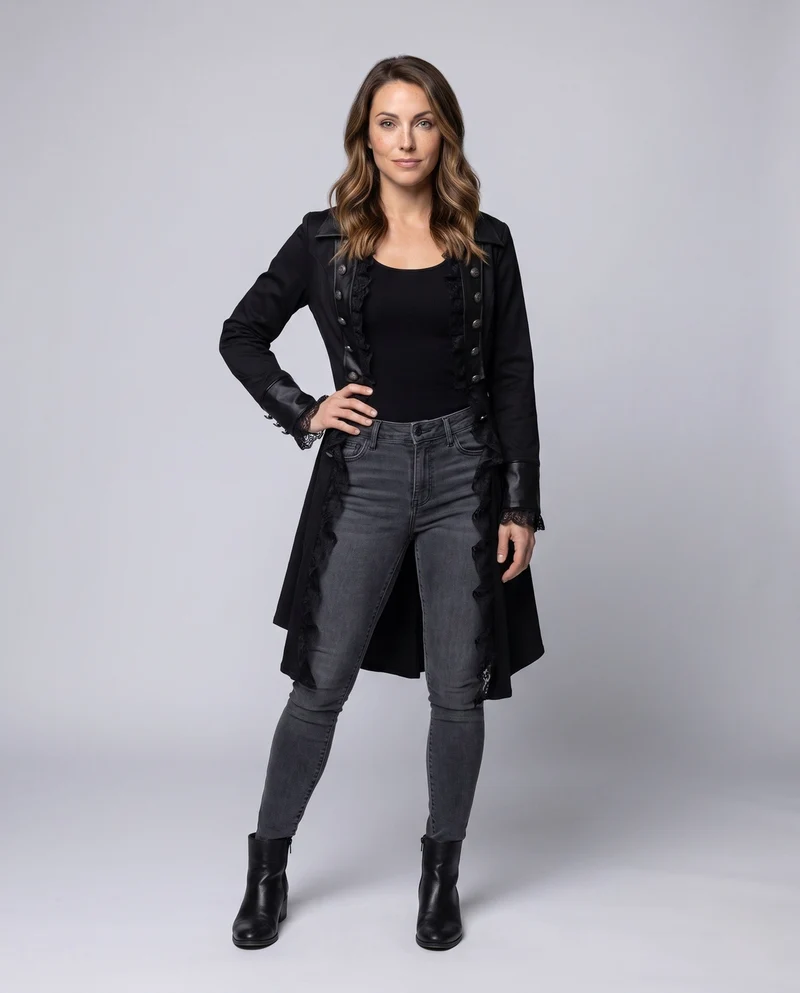 Damen Elegantes Gothic-Kostüm mit filigranen Spitzenakzenten Nord Taschen