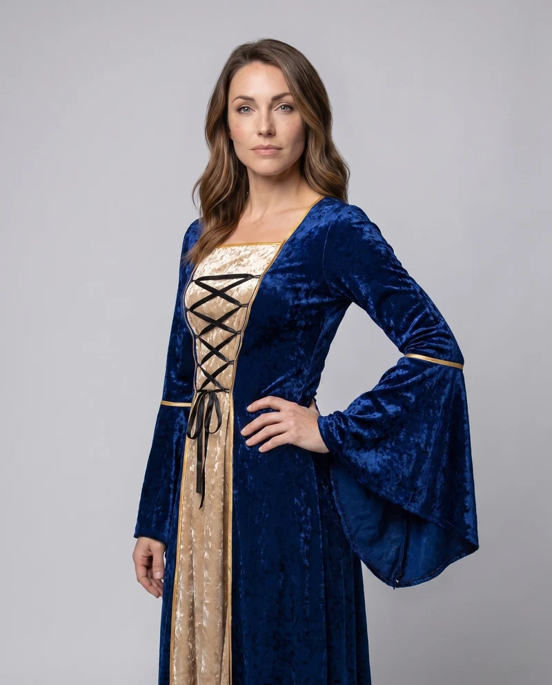Damen elegantes historisches Kleid mit fließenden Ärmeln Nord Taschen