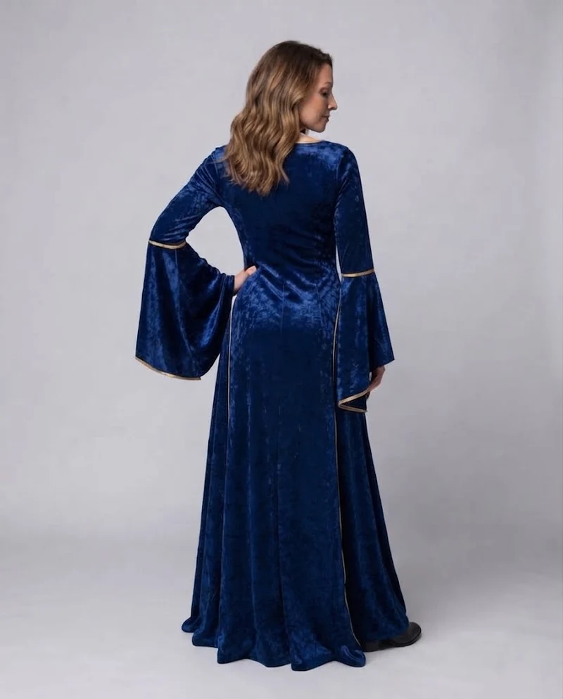 Damen elegantes historisches Kleid mit fließenden Ärmeln Nord Taschen