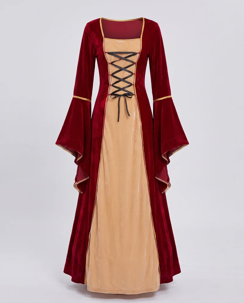 Damen elegantes historisches Kleid mit fließenden Ärmeln Nord Taschen