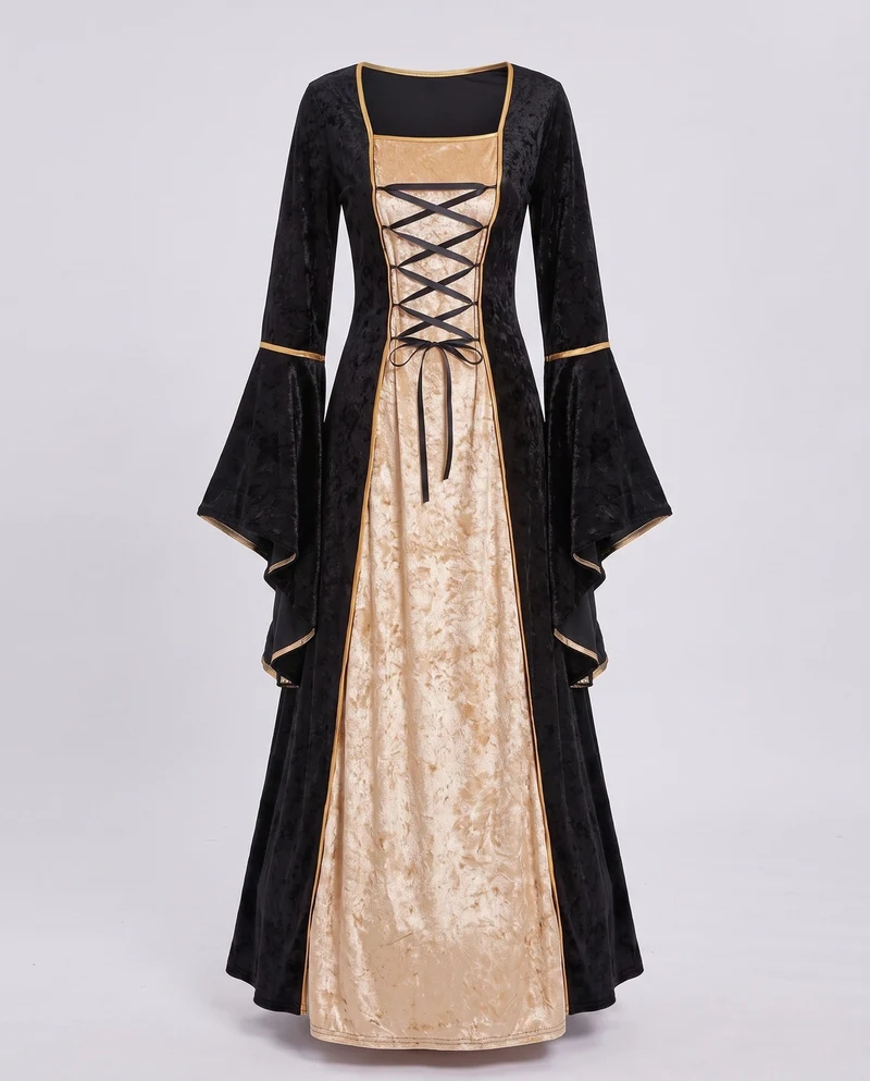 Damen elegantes historisches Kleid mit fließenden Ärmeln Nord Taschen