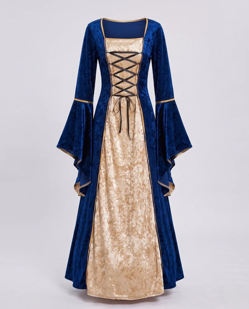 Damen elegantes historisches Kleid mit fließenden Ärmeln Nord Taschen