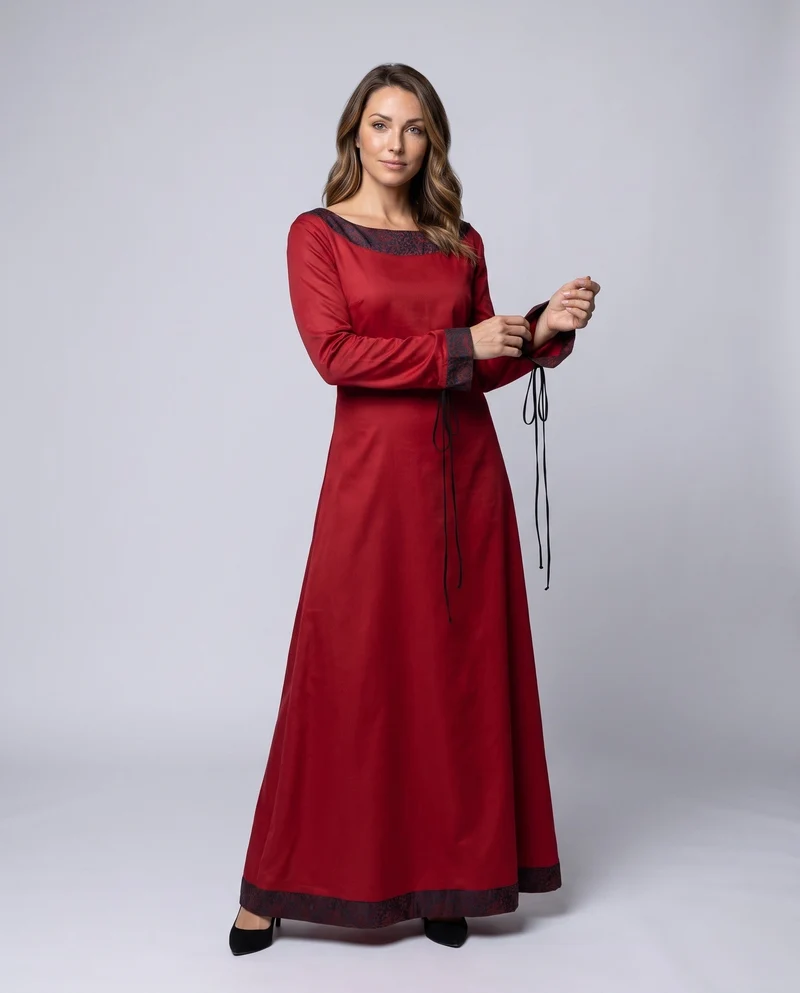 Damen elegantes historisches Kleid mit langen Ä sleeves und Spitzenakzenten Nord Taschen