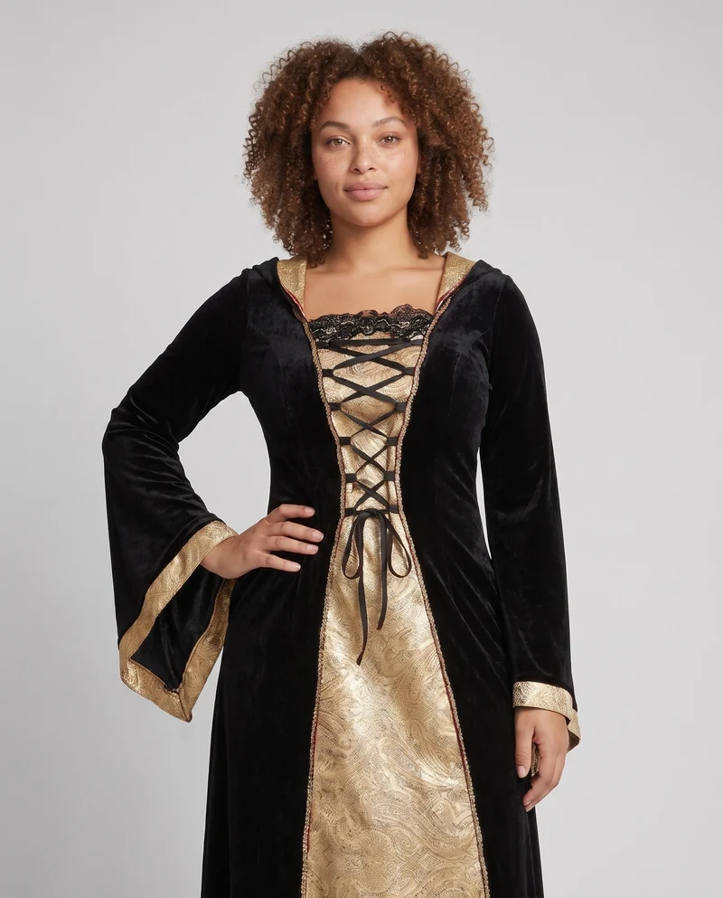 Frauen Elegante Kleid-Robe im mittelalterlichen Stil Nord Taschen