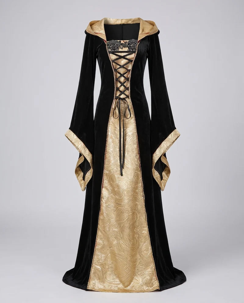 Frauen Elegante Kleid-Robe im mittelalterlichen Stil Nord Taschen