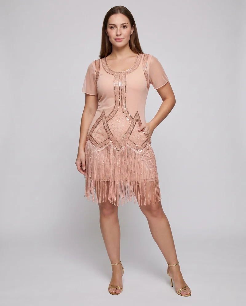 Damen festliches Fransenkleid Nord Taschen
