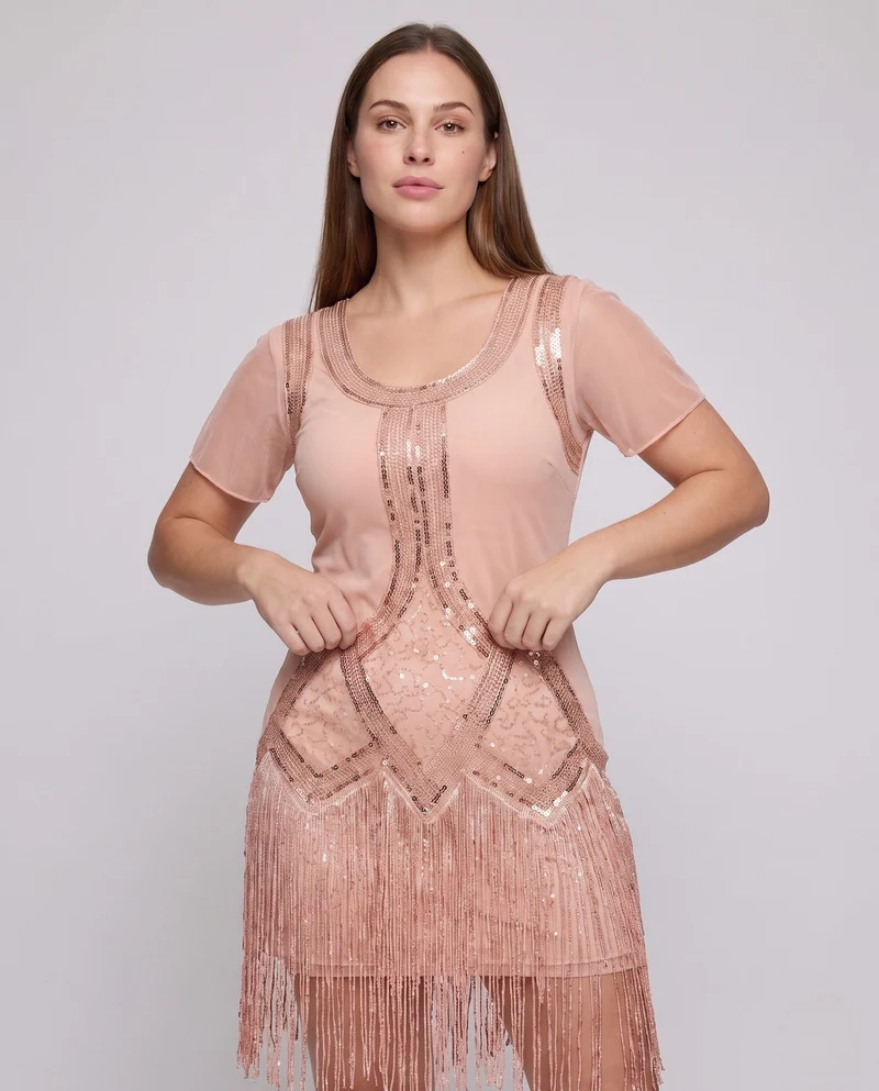 Damen festliches Fransenkleid Nord Taschen